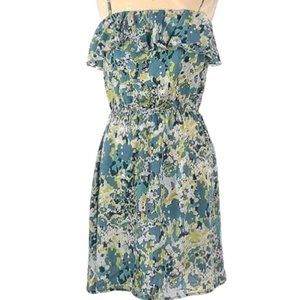 Daisy Fuentes Casual Mini Dress Sleeveless Blue Yellow White Fun Floral Design